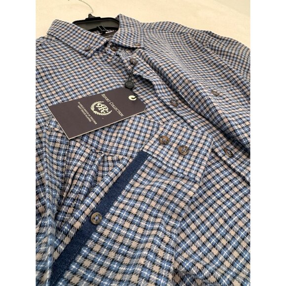 New Report Collection Men's Size M Blue Plaid Soft Touch Flannel Shirt - Picture 5 of 11